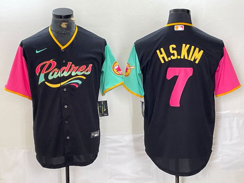 Men San Diego Padres #7 H.S.Kim Black City Edition 2024 Nike MLB Jersey style 3